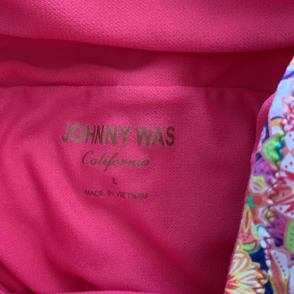 JOHNNY WAS Flamingo and Kaleida Wrap Skirted One-Piece Swimsuit - Picture 5 of 7